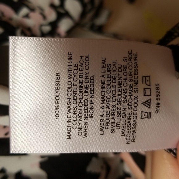 Express Floral Black Pink Convertible Tie Portofino Shirt Small New - Picture 6 of 6